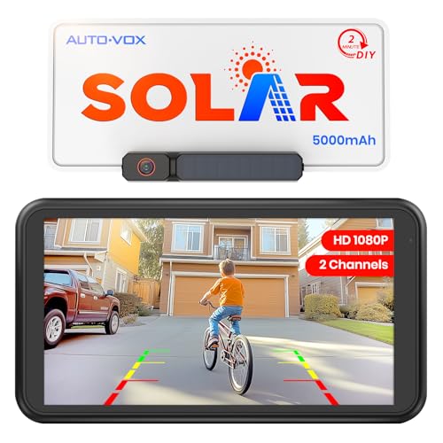 Solar Wireless Backup Camera with 5" 1080P Monitor and Long-Lasting Battery