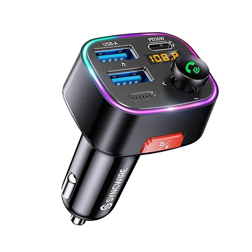 Bluetooth 5.4 FM Transmitter Car Adapter with Fast Charging and Hi-Fi Sound