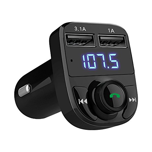 Bluetooth FM Transmitter with Dual USB Car Charger and Hands-Free Calling