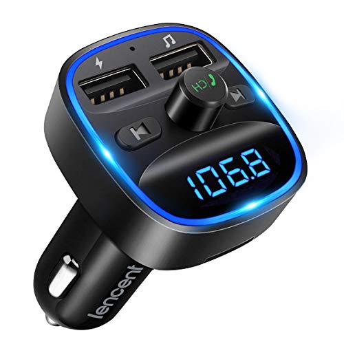 LENCENT Bluetooth FM Transmitter with Dual USB Charging and Hands-Free Calling