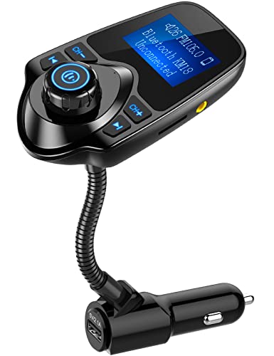 Nulaxy Bluetooth FM Transmitter with Flexible Gooseneck and 1.44" Display