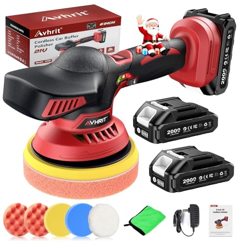 Cordless 6-Inch Car Buffer Polisher with Dual 21V Batteries and Variable Speeds