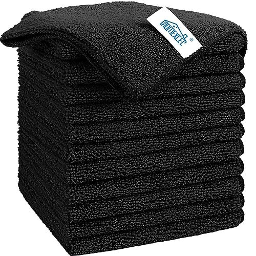 HOMEXCEL Black Microfiber Cleaning Cloths, 12 Pack