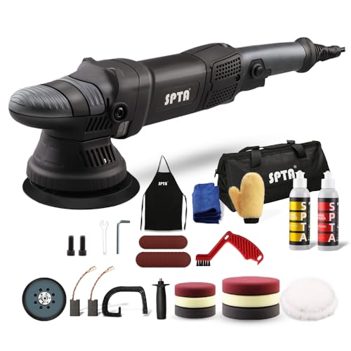 SPTA 5-Inch Dual Action Random Orbital Car Polisher with Variable Speed and Accessories