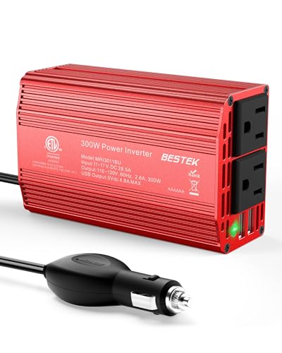 BESTEK 300W Car Power Inverter with Dual USB Charging Ports