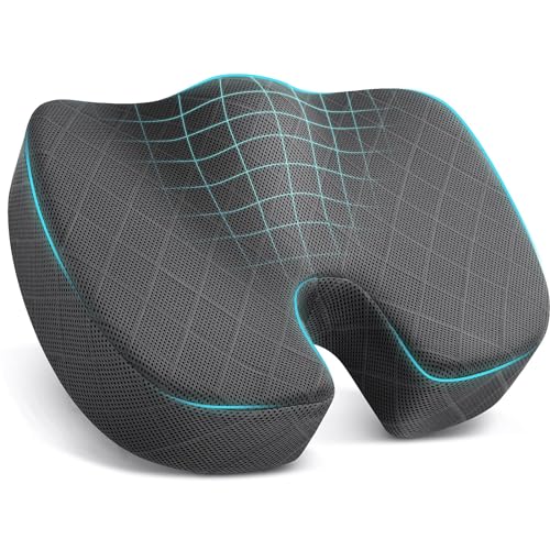 Ergonomic Memory Foam Seat Cushion for Coccyx and Hip Pain Relief