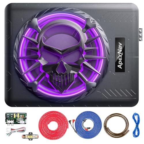 10" Slim Under-Seat Powered Car Subwoofer with LED Light