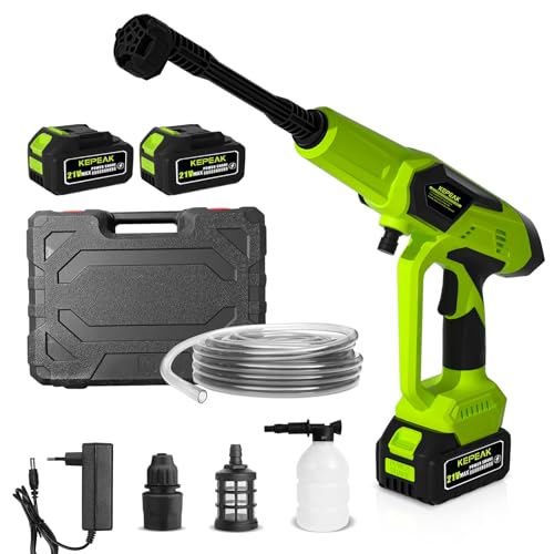 KEPEAK Cordless 1450 PSI Portable Pressure Washer with 6-in-1 Nozzle and Dual Batteries