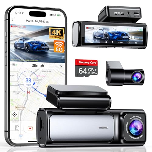 Affver Dual 4K Front and 1080P Rear Dash Cam with GPS and WiFi