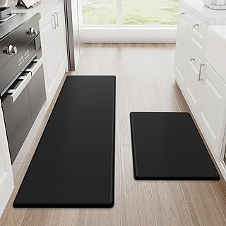 StepRite Kitchen Mats, 2PCS, Non-Slip Set, Black