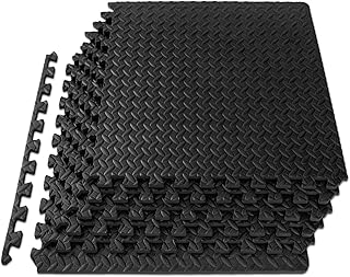 ProsourceFit Exercise Mat, EVA Foam Tiles for Home Gym, Black, 24 in x 24 in