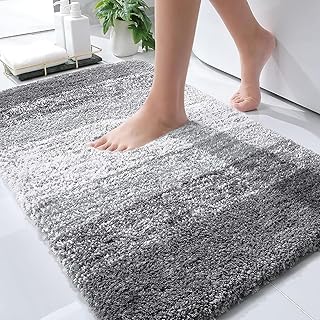 OLANLY Bathroom Rug, 30x20, Microfiber Bath Mat, Grey