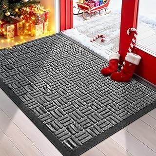 Mibao Front Door Mat, Heavy Duty Waterproof, 29.5" x 17", Grey