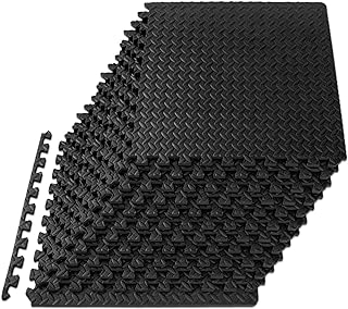 ProsourceFit Exercise Mat, EVA Foam Tiles for Home Gym, Black, 24 in x 24 in