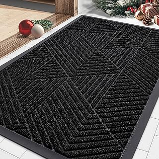 Smiry Front Door Mat, Heavy Duty Rubber, 29.5x17, Black