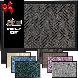 GORILLA GRIP Waterproof Doormat, 17x29, Gray Diamond