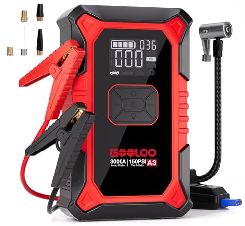 GOOLOO A3 3000A Portable Car Jump Starter with Air Compressor