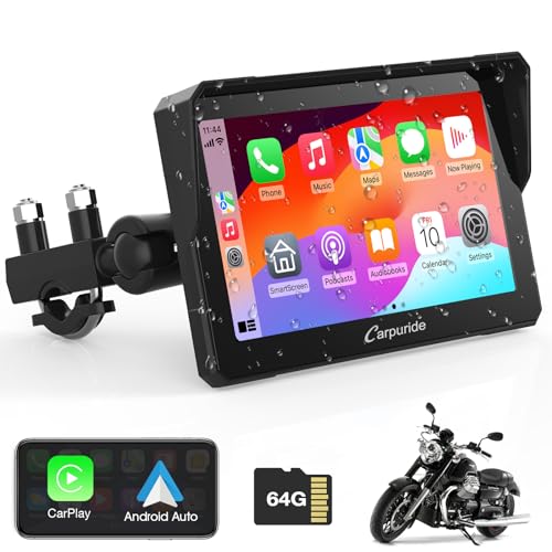 Carpuride W702 7" Waterproof Motorcycle Touchscreen GPS with Wireless CarPlay & Android Auto