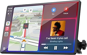Carplay Screen for Car, 9'' Wireless CarPlay & Android Auto- Upgrade Portable Touchscreen with Bluetooth, Mirror Link, Voice Control, Hands-Free Calling,Plug & Play Car Play GPS Navigation Screen