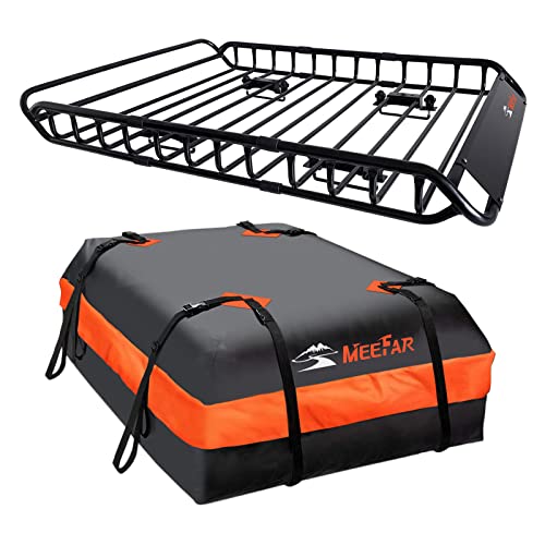 Universal Roof Rack Cargo Basket with Waterproof Bag and Cargo Net