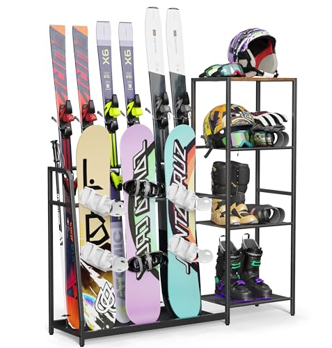 Freestanding Ski and Snowboard Rack for 4 Skis and 3 Snowboards