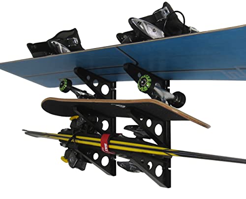 Universal ABS Plastic Ski and Snowboard Wall Rack ,  Holds up to 3 Boards