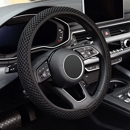 Elastic Stretch Steering Wheel Cover - Breathable Microfiber, Anti-Slip, Universal Fit 14.5-15 inch