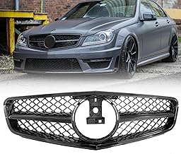 W204 Front Grille for 2008-2014 Mercedes C-Class (Gloss Black)